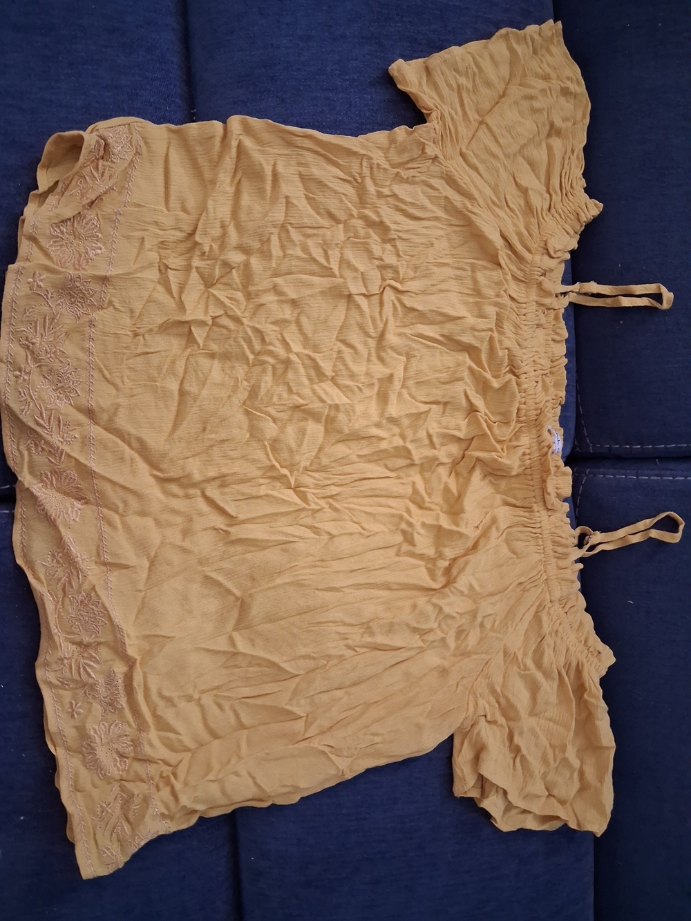 bleuh ciel Mustard Yellow Smocked Mini Skirt